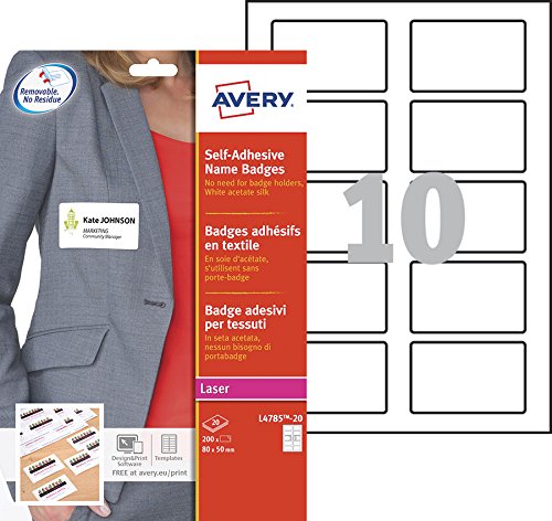Best Value Avery Self-Adhesive Repositionable Name Badge Labels, 10 Labels Per A4 Sheet - Blue Border ( L4785)