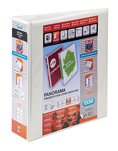 Elba Panorama Presentation Lever Arch File A4+ 70Mm White