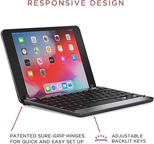Brydge 7.9 Inch AZERTY French Bluetooth Wireless Keyboard for Apple iPad Mini 4th 5th Gen 180 Degree Viewing Angle 3 Level Backlit Keys Space Grey