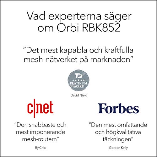 NETGEAR Orbi WiFi System RBK852 - Wi-Fi system (router, extender) - up to 5,000 sq.ft - mesh - GigE, 2.5 GigE - 802.11a/b/g/n/ac, 802.11a/b/g/n/ac/ax - Tri-Band