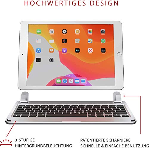 Brydge 10.2 Inches QWERTY Italian Bluetooth Wireless Keyboard for Apple iPad 7th Generation 2019 Durable Aluminium Body Backlit Keys Silver