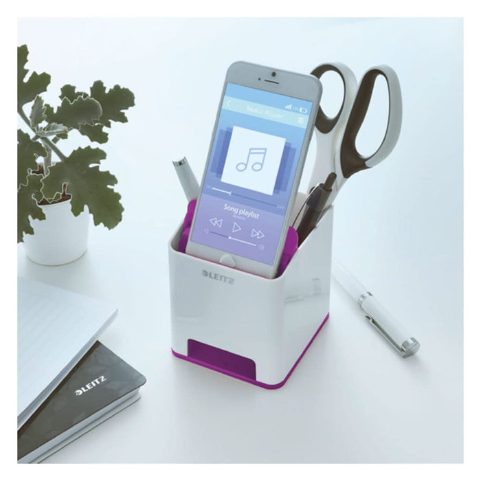 Leitz WOW Sound Pen Holder White/Purple 53631062