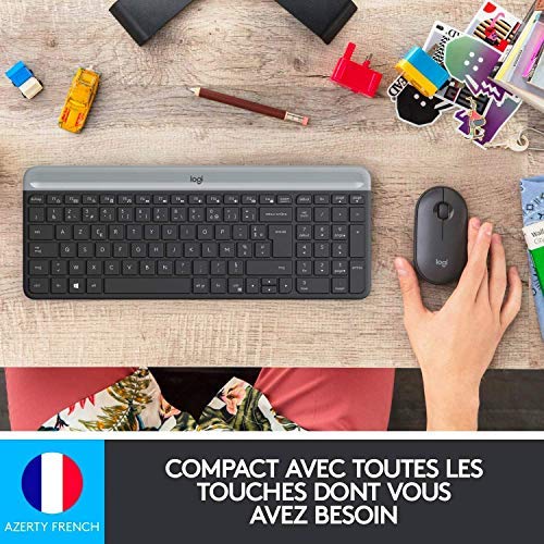 Logitech Slim Wireless Combo MK470 - Keyboard and mouse set - wireless - 2.4 GHz - French - graphite