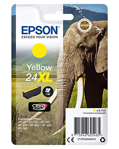 Epson 24XL - 8.7 ml - XL - yellow - original - ink cartridge - for Expression Photo XP-55, 750, 760, 850, 860, 950, 960, 970, Expression Premium XP-750, 850