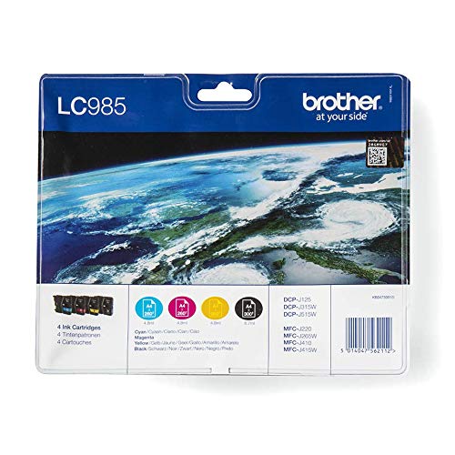 Brother LC985VALBP - 4-pack - black, yellow, cyan, magenta - original - blister - ink cartridge - for Brother DCP-J125, DCP-J140, DCP-J315, DCP-J515, MFC-J220, MFC-J265, MFC-J410, MFC-J415