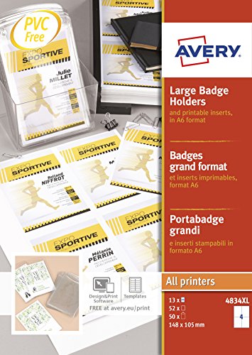 Best Value Avery Badges + Plus 5052Printable Inserts 148x105mm-Clear (4834xl)