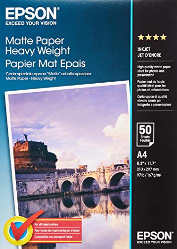 Heavy-weight matte paper - A4 (210 x 297 mm) - 167 g/m2 - 50 sheet(s) - for Stylus Pro 11880, Pro 3880, Pro 4880, Pro 7900, SureColor SC-T3000, T5000, T7000