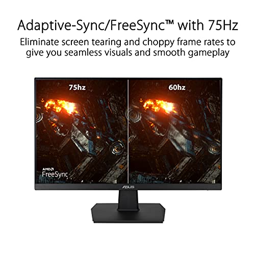 ASUS VA247HE - LED monitor - 23.8" - 1920 x 1080 Full HD (1080p) @ 75 Hz - VA - 250 cd/m² - 3000:1 - 5 ms - HDMI, DVI, VGA