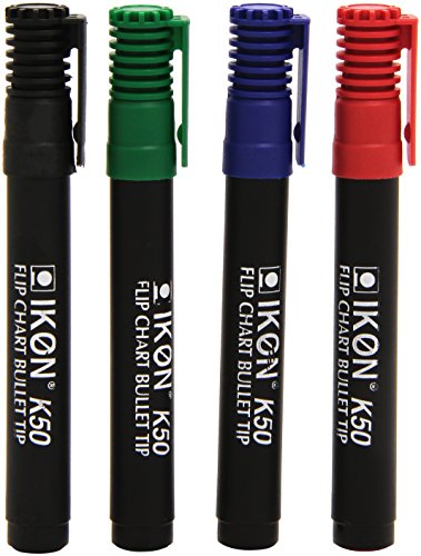 Best Value Hainenko K50-WLT4 Value Bullet Tip Flipchart Marker - Assorted Colour (Pack of 4)