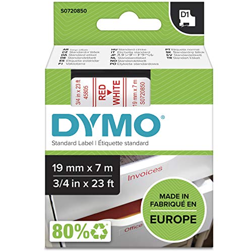 DYMO D1 Tape 19mm Red on white