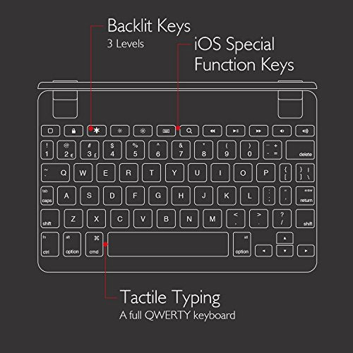 Brydge 7.9 Inches QWERTY English Bluetooth Wireless Keyboard for Apple iPad Mini 1st 2nd and 3rd Generation Lightweight Aluminium Body Backlit Keys Sp
