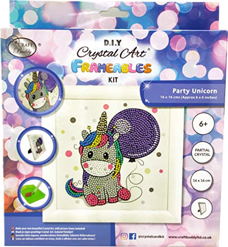 Crystal Art Unicorn Balloon 16 x 16cm Frameable Kit CAFBL-1