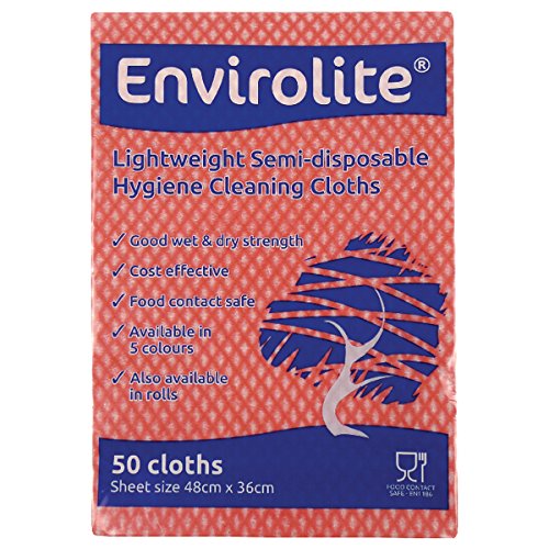 Best Value EcoTech ELF50R Envirolite Folded Cleaning Cloth, Large, Red (pack of 50)