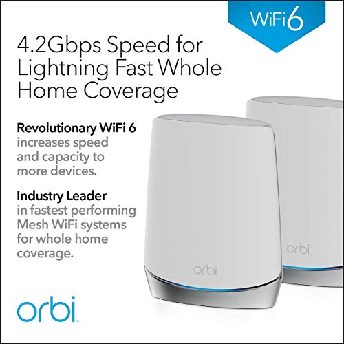 NETGEAR Orbi RBK752 - Wi-Fi system (router, extender) - up to 5,000 sq.ft - mesh - GigE - 802.11a/b/g/n/ac/ax - Tri-Band