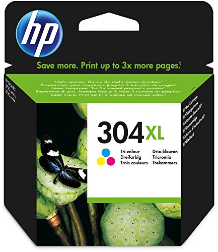 Best Value HP N9K07AE 304XL High Yield Original Ink Cartridge, Tri-Colour (Cyan, Magenta, Yellow), Pack of 1
