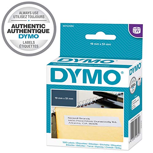 Best Value Dymo 19 mm x 51 mm LW Multi-Purpose/Return Address Labels, Roll of 500 Easy-Peel Labels, Self-Adhesive, for LabelWriter Label Makers, Authentic - White
