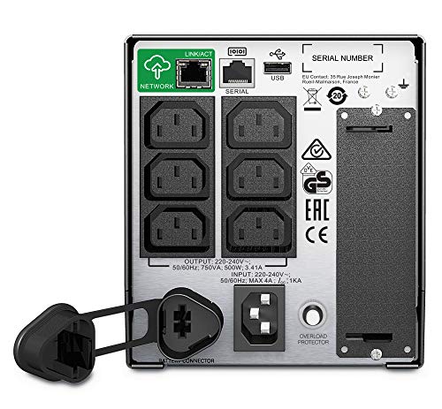 APC Smart-UPS SMT750IC - UPS - AC 220/230/240 V - 500 Watt - 750 VA - RS-232, USB - output connectors: 8 - black - with APC SmartConnect - for P/N: AR4018SPX431, AR4018SPX432, AR4024SP, AR4024SPX429, AR4024SPX431, AR4024SPX432