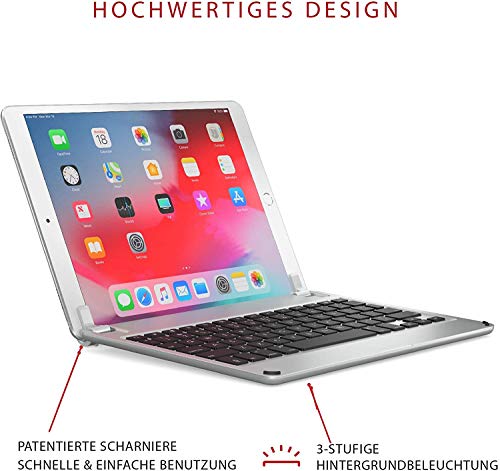Brydge 10.5 Inches QWERTY Italian Bluetooth Wireless Keyboard for Apple iPad Air 3rd Gen iPad Pro Lightweight Aluminum Body Backlit Keys Silver