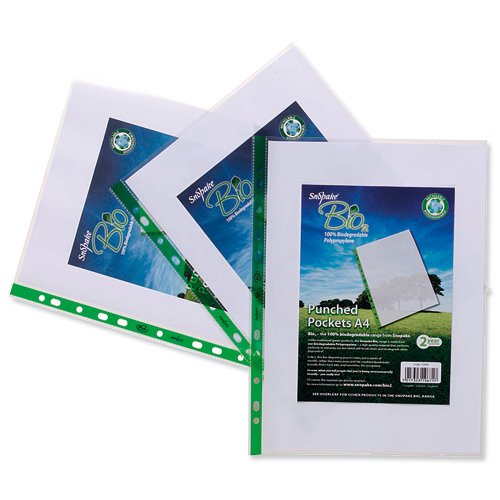 Best Value Snopake Bio2 Pockets Crystal Clear 60 Micron Polypropylene A4 Ref 15439 (Pack of 25)