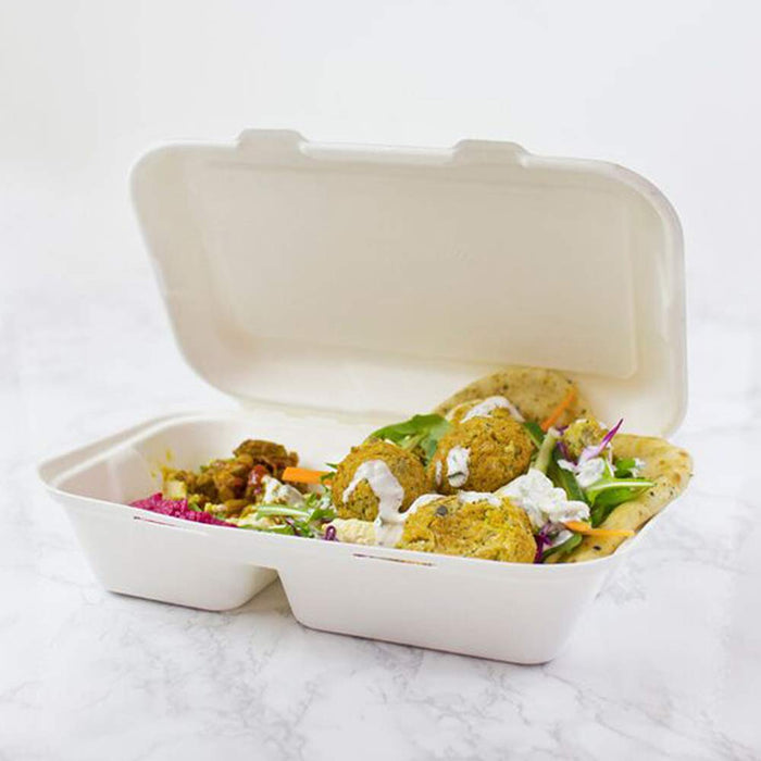 Vegware Bagasse Takeaway Box 9X6 P50