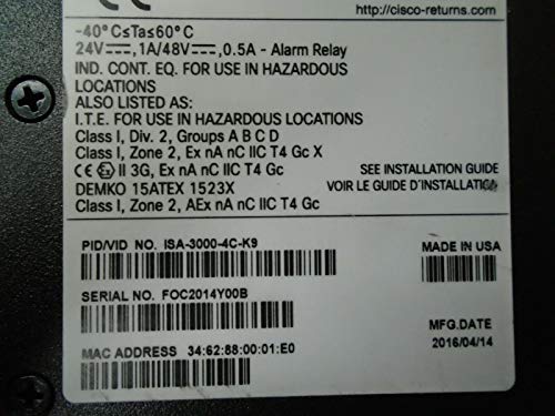 Cisco Industrial Security Appliance 3000 - Switch - L3 - Managed - 4 x 10/100/1000 - DIN rail mountable - DC power - TAA Compliant