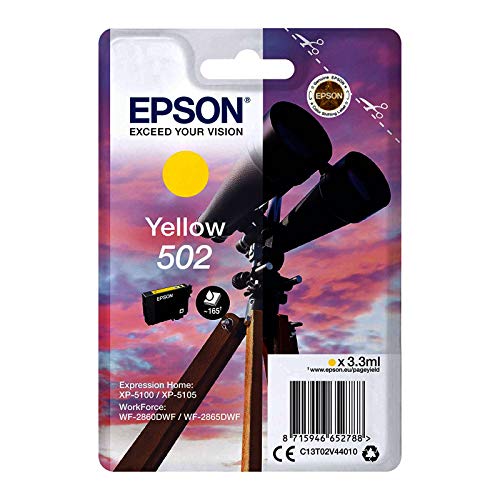 Epson 502 - 3.3 ml - yellow - original - blister - ink cartridge - for Expression Home XP-5100, XP-5105, WorkForce WF-2860, WF-2860DWF, WF-2865DWF