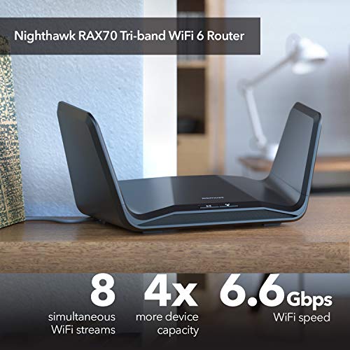 NETGEAR RAX70 - Wireless router - 4-port switch - GigE - 802.11a/b/g/n/ac/ax - Tri-Band