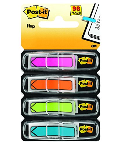 Best Value Post-it 684ARR4 12 x 43 mm Index Arrows Repositionable, 4 Bright Colours - Blue, Green, Pink, Yellow, Pack of 96