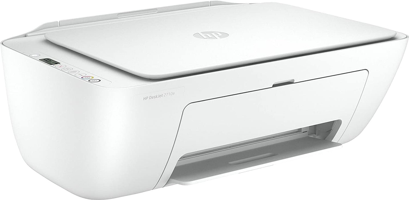 HP Deskjet 2710e All-in-One - Multifunction printer - colour - ink-jet - 216 x 297 mm (original) - A4/Legal (media) - up to 6 ppm (copying) - up to 7.5 ppm (printing) - 60 sheets - USB 2.0, Bluetooth, Wi-Fi(n) - white - HP Instant Ink eligible