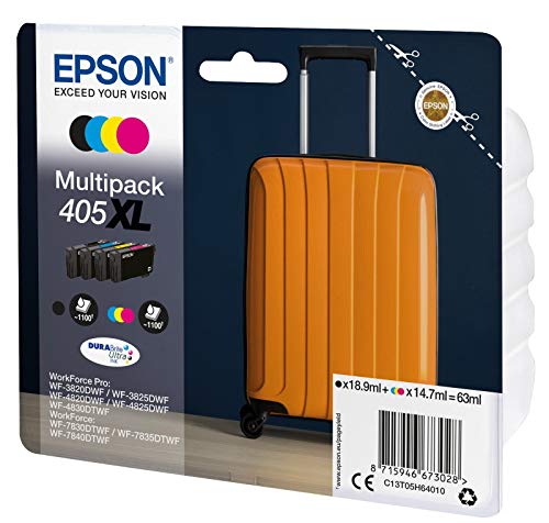 Epson 405XL Multipack - 4-pack - XL - black, yellow, cyan, magenta - original - blister with RF/acoustic alarm - ink cartridge - for WorkForce WF-7830, 7835, 7840, WorkForce Pro WF-3820, 3825, 4820, 4825, 4830