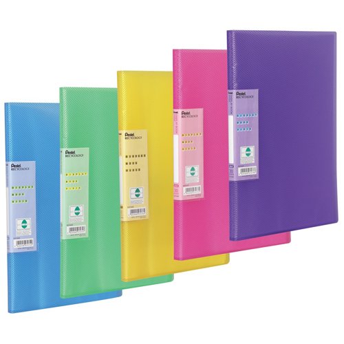 Best Value Pentel Display Book Vivid, 30 pockets, A4 size , Pack of 5 assorted coloured folders