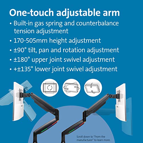 Kensington SmartFit One-Touch Height Adjustable Single Monitor Arm - Mounting kit - for Monitor (adjustable arm) - screen size: 13"-32" - desktop, C-clamp, grommet, desk-mountable