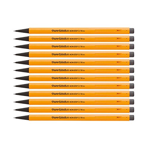 PaperMate 0.7 mm Non-Stop Mechanical Pencil, HB #2, Yellow Barrel, Box of 12