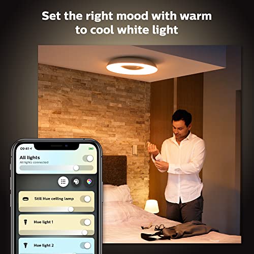 Philips Hue White ambiance Still - Ceiling lamp - LED - 22.5 W (equivalent 204 W) - class F - warm to cool white light - 2200-6500 K - round - black