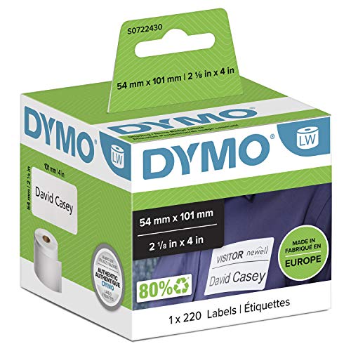 Shipping/name badge adhesive labels - white - 54 x 101 mm - 220 label(s) ( 1 roll(s) x 220 ) - for DYMO LabelWriter 320, 330, 330 Turbo, 400, 400 Duo, 400 Turbo, 400 Twin Turbo - S0722430