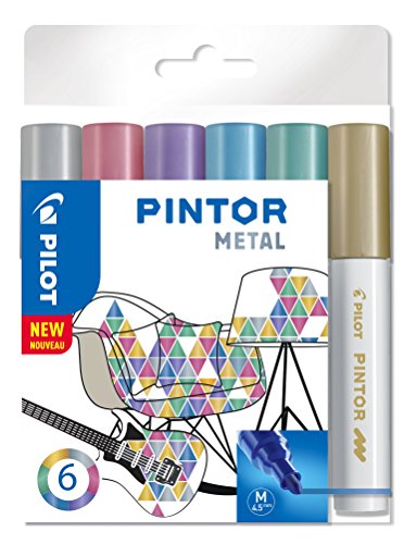 Pilot Pintor Medium Bullet Tip Paint Marker 4.5mm Metallic Assorted Colours (Pack 6)  3131910517450