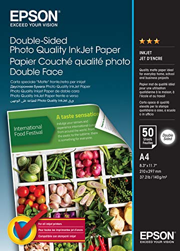 Epson Double-Sided Photo Quality Inkjet Paper - Matte - A4 (210 x 297 mm) - 140 g/m - 50 sheet(s) photo paper - for EcoTank ET-2650, 2750, 2751, 4750, WorkForce Pro RIPS WF-C879, WF-C5790