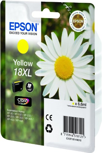 Epson 18XL - 6.6 ml - XL - yellow - original - ink cartridge - for Expression Home XP-212, 215, 225, 312, 315, 322, 325, 412, 415, 422, 425