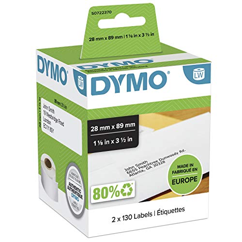DYMO LabelWriter Standard Address Labels White ( Box of 2 rolls 130 labels per roll ) - S0722370