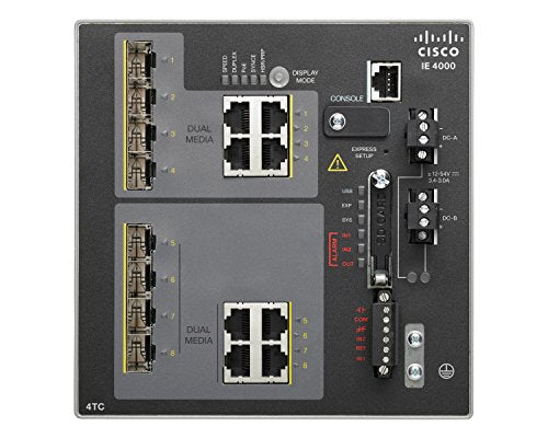 Cisco Industrial Ethernet 4000 Series - Switch - Managed - 4 x combo SFP + 4 x combo Gigabit SFP - DIN rail mountable - DC power - TAA Compliant