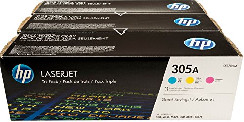 HP 305A - CF370AM - 1 x Yellow,1 x Cyan,1 x Magenta - Toner cartridge - For LaserJet Pro 300, 400, 400 M451dn, 400 M451dw, 400 M451nw