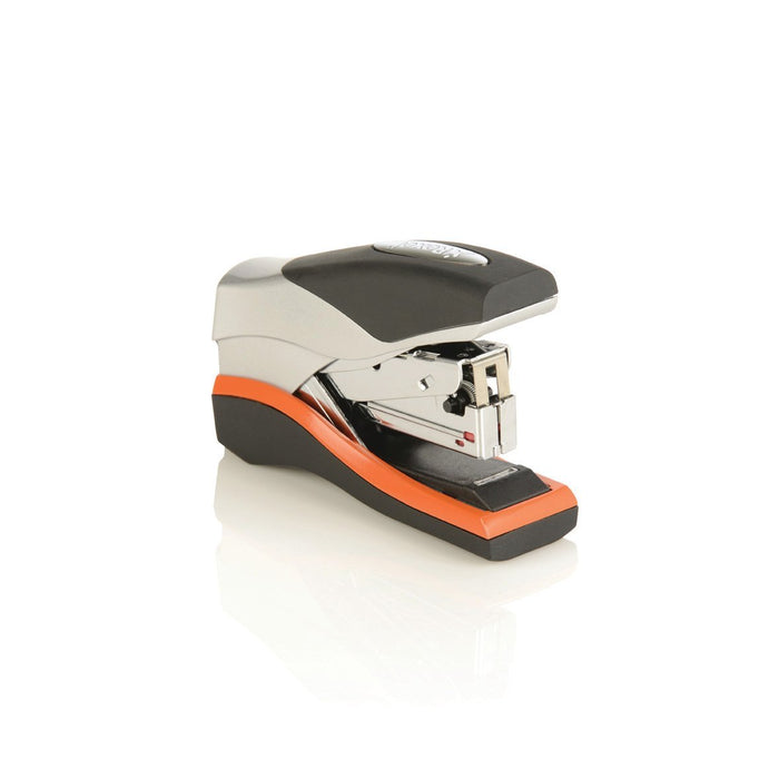 Rexel Optima 40 Compact Flat Clinch Stapler 2103357 Half Strip Silver, Orange 40 Sheets Optima 26/6 Metal, Plastic