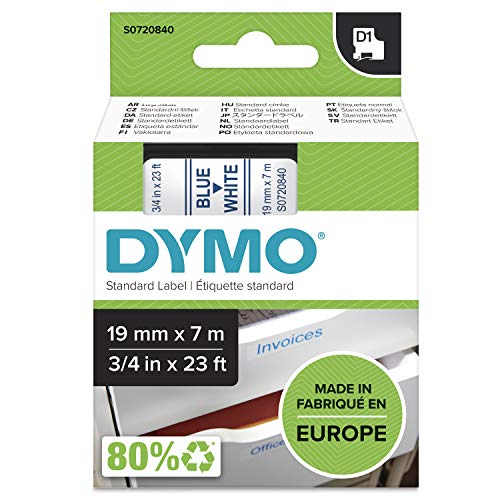 DYMO D1 Tape 19mm Blue on white