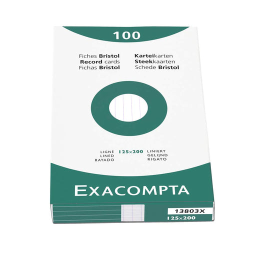 Best Value Exacompta Bristol Record Card, Lined, 125 x 200 mm - White, Pack of 100