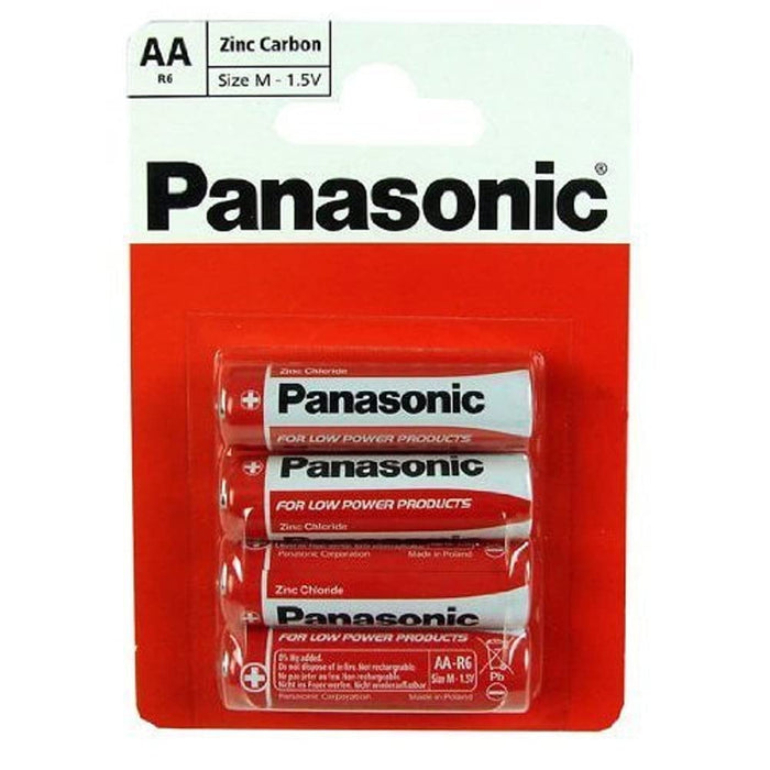 Panasonic Zinc Batteries AA R6 1.5V (Pack 4)  - PANAR6RB4