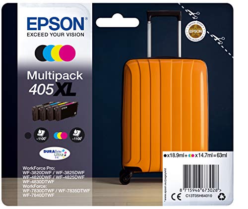 Epson 405XL Multipack - 4-pack - XL - black, yellow, cyan, magenta - original - blister with RF/acoustic alarm - ink cartridge - for WorkForce WF-7830, 7835, 7840, WorkForce Pro WF-3820, 3825, 4820, 4825, 4830