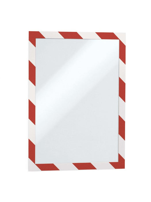 Best Value Durable DURAFRAME Security 4944132, A4 Magnetic Frame with Self-Adhesive Backing Display Frame for POS, Retail, Photos, Notices, Wall and Windows, Chevroned Red/White, Pack of 2