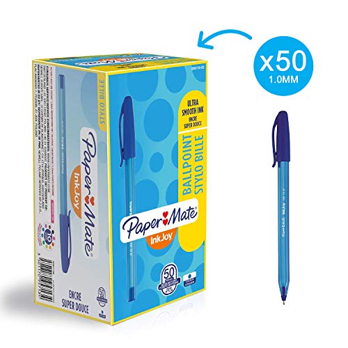 Best Value Paper Mate InkJoy 100 CAP Ball Pen with 1.0 mm Medium Tip - Blue, Pack of 50