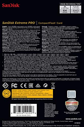 SanDisk Extreme Pro - Flash memory card - 256 GB - 933x/1067x - CompactFlash