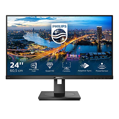 Philips B Line 245B1 - LED monitor - 24" (23.8" viewable) - 2560 x 1440 QHD @ 75 Hz - IPS - 250 cd/m - 1000:1 - 4 ms - HDMI, DVI-D, DisplayPort - speakers - black texture
